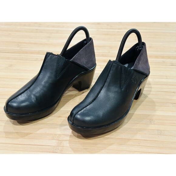 Women's Ariat Kickback Leather Clogs/ Suede Heel Cup Boho Black Size 8B - Picture 6 of 15